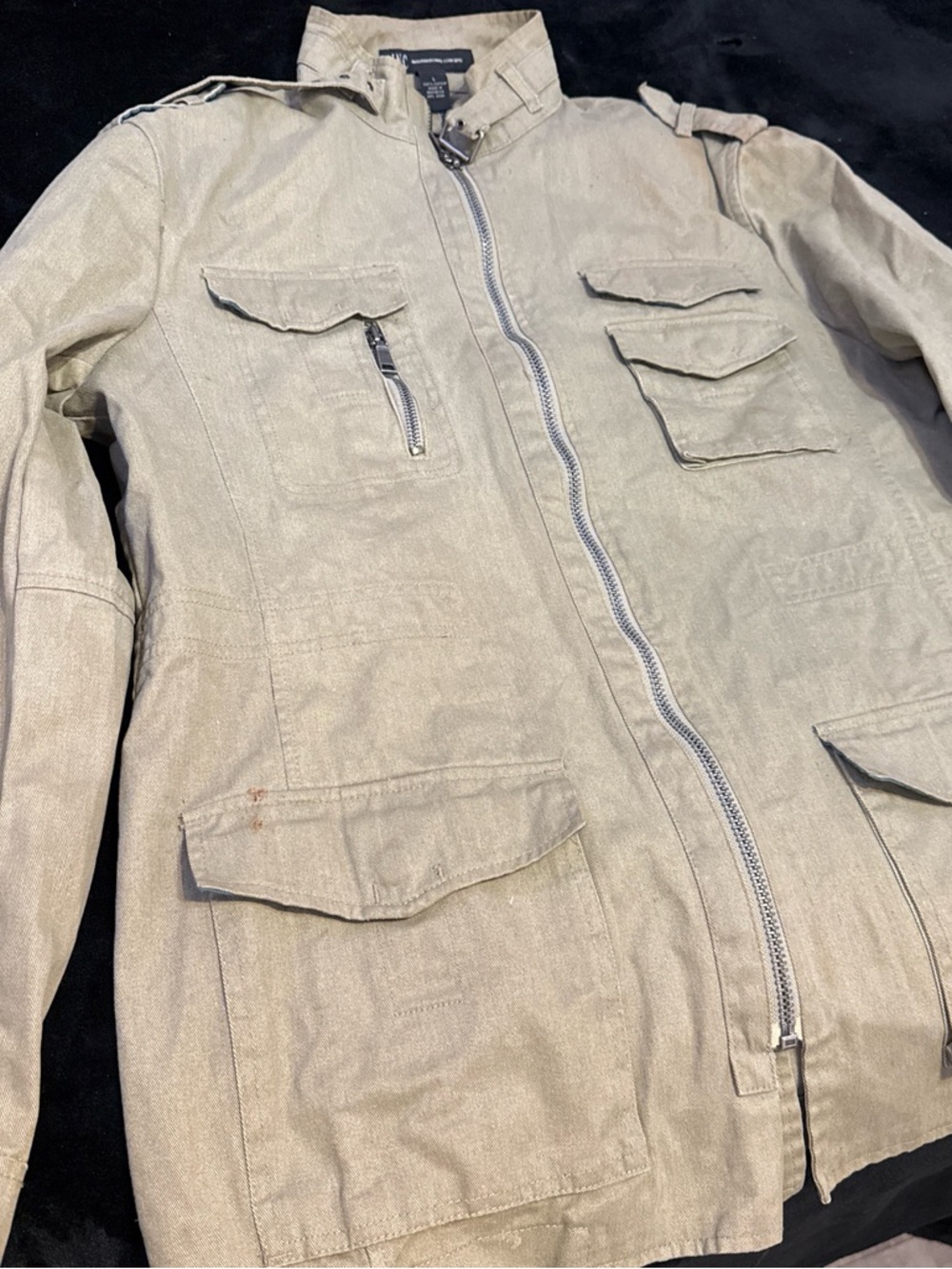 INC International Concepts Light Khaki Military Field Jacket - Picture 3 of 6